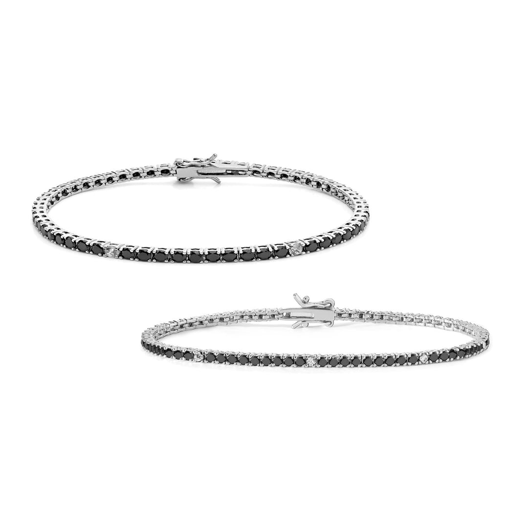 Comete Tennis Homme et Femme en Argent 925‰ et zircons noirs et blancs KIT176M16990M20