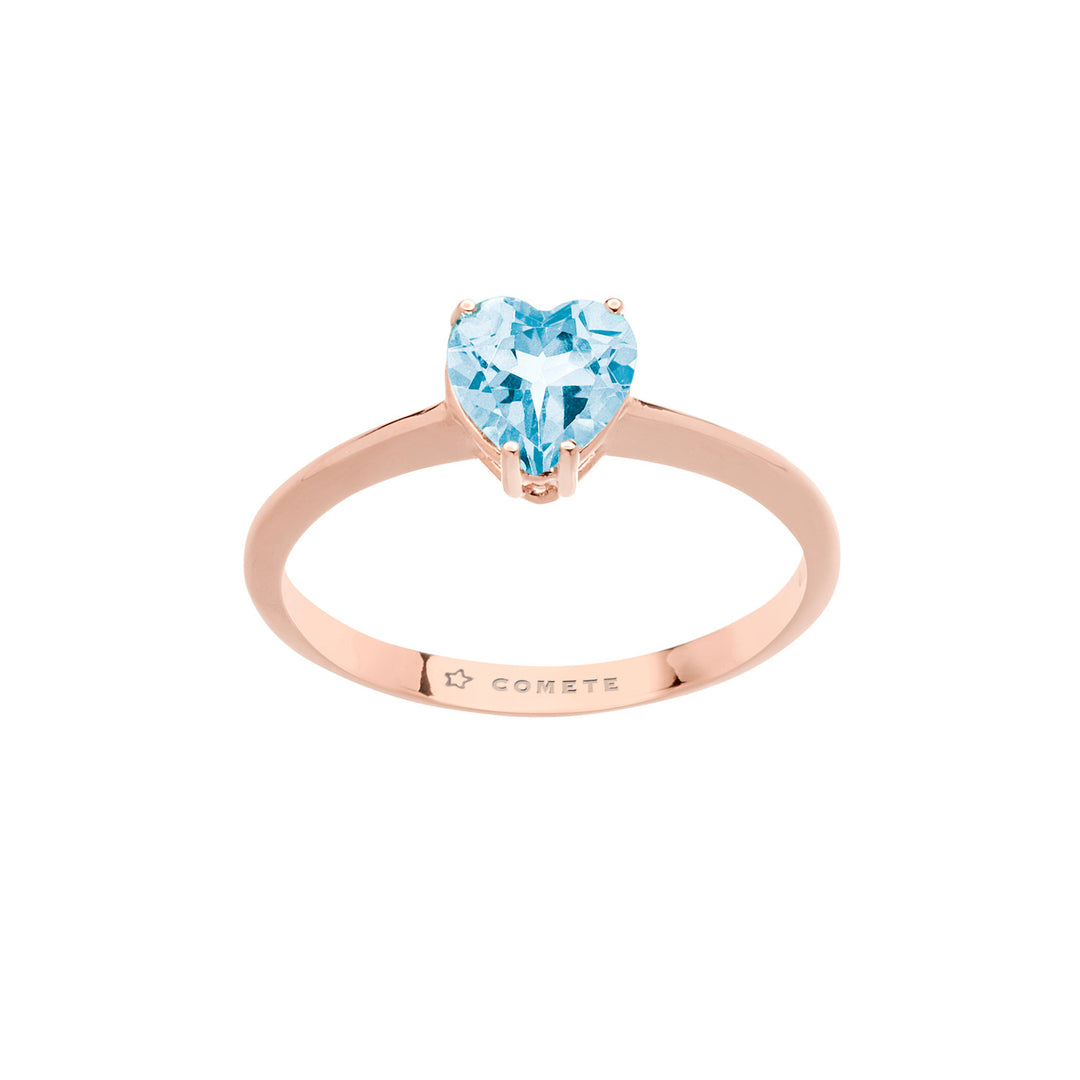 Comete Ring in rose gold and heart-shaped blue topaz ANB2544