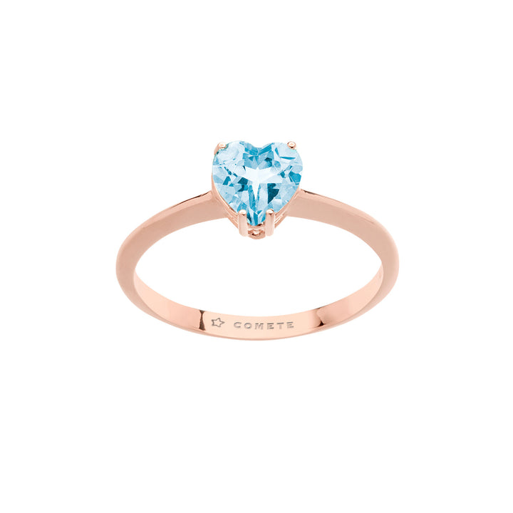 Comete Ring in rose gold and heart-shaped blue topaz ANB2544