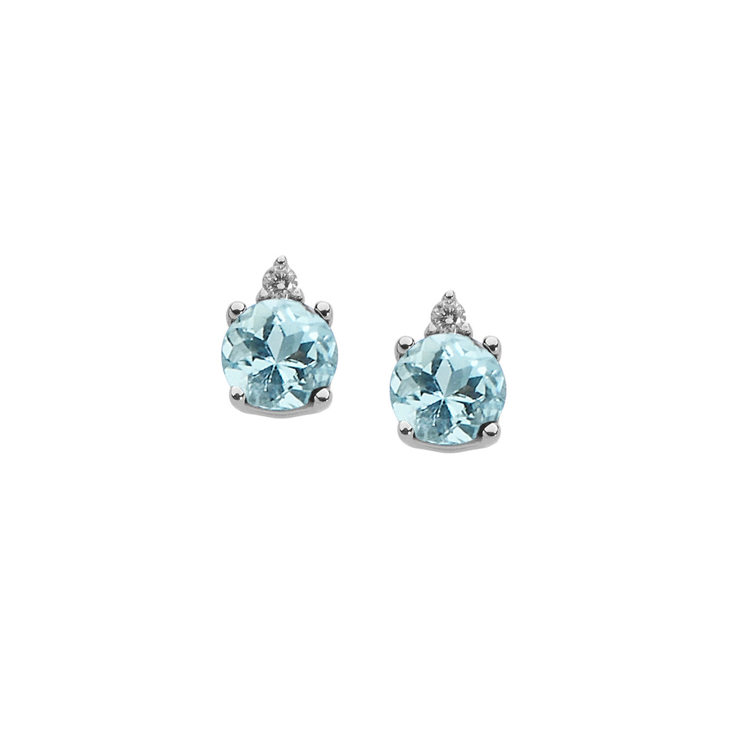 Comete Earrings in Gold, Diamonds and Round Aquamarine ORB879