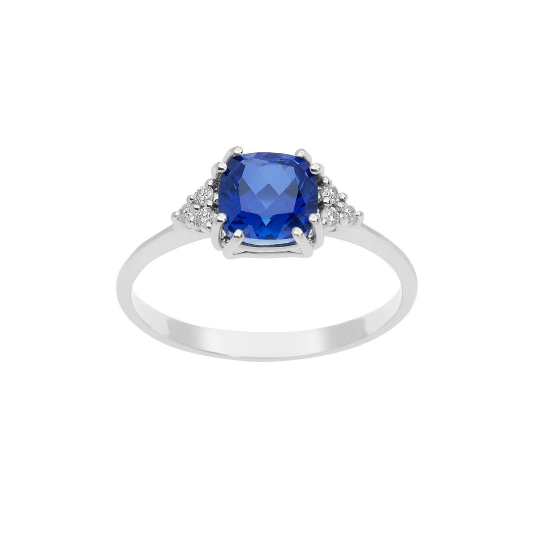Comete Gold Ring with Diamonds and Antique Blue Sapphire ANB2488