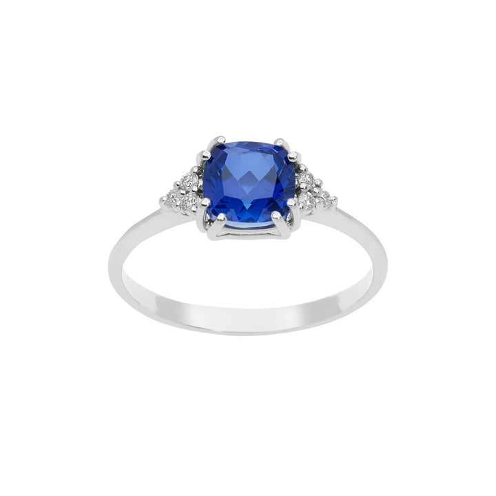 Comete Gold Ring with Diamonds and Antique Blue Sapphire ANB2488