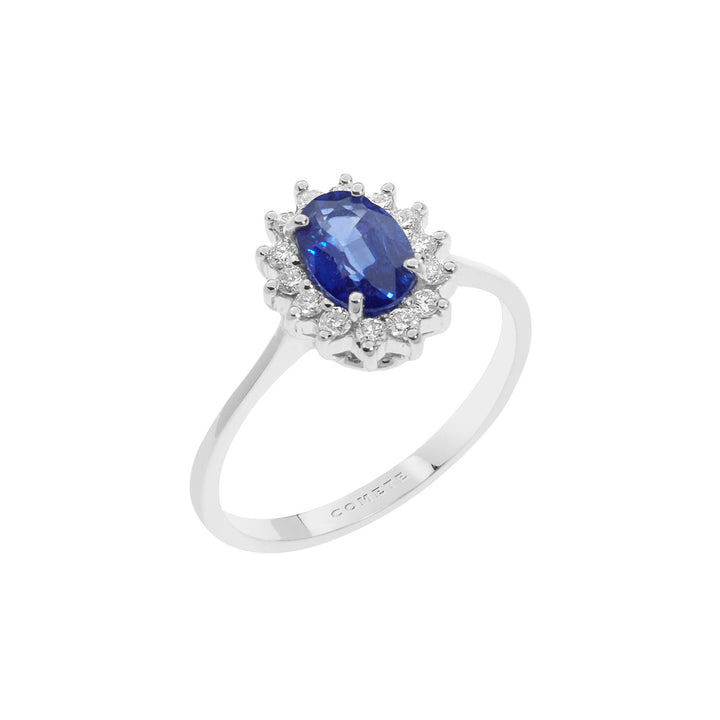 Comete Gold Ring with Diamonds and Oval Blue Sapphire ANB2569