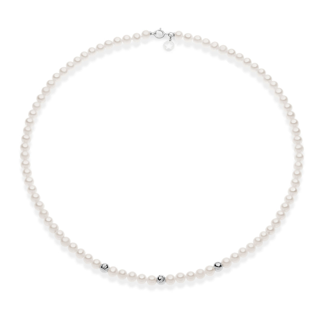 Comete Choker of pearls and spheres decorated in 375‰ white gold KFWQ263B