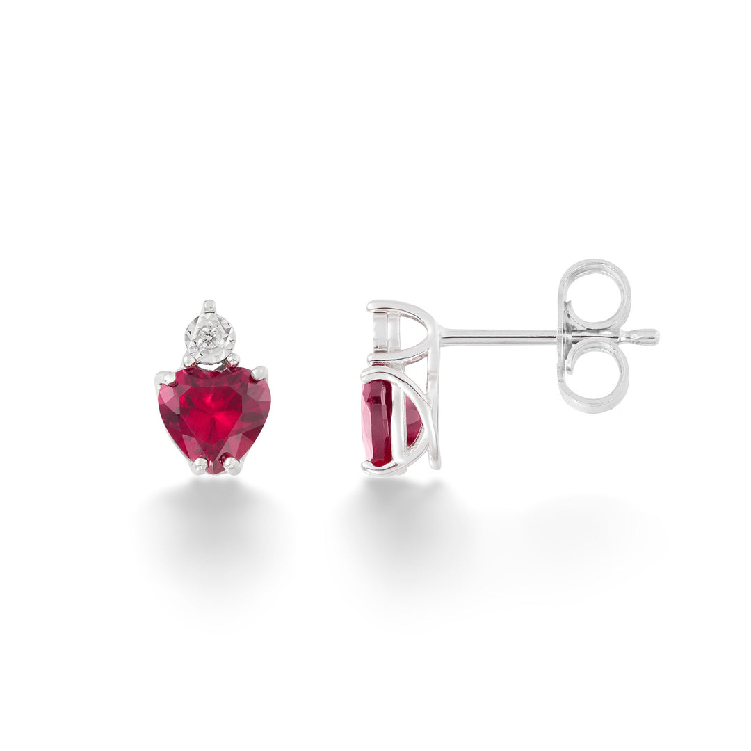 Pendientes Comete Heart en oro blanco, diamantes y rubíes recristalizados KORB1019