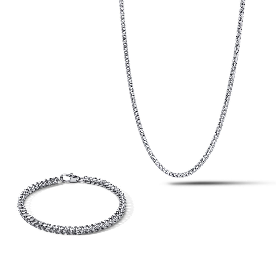 Collier Comete et Bracelet Chaîne en acier poli KIT7061025