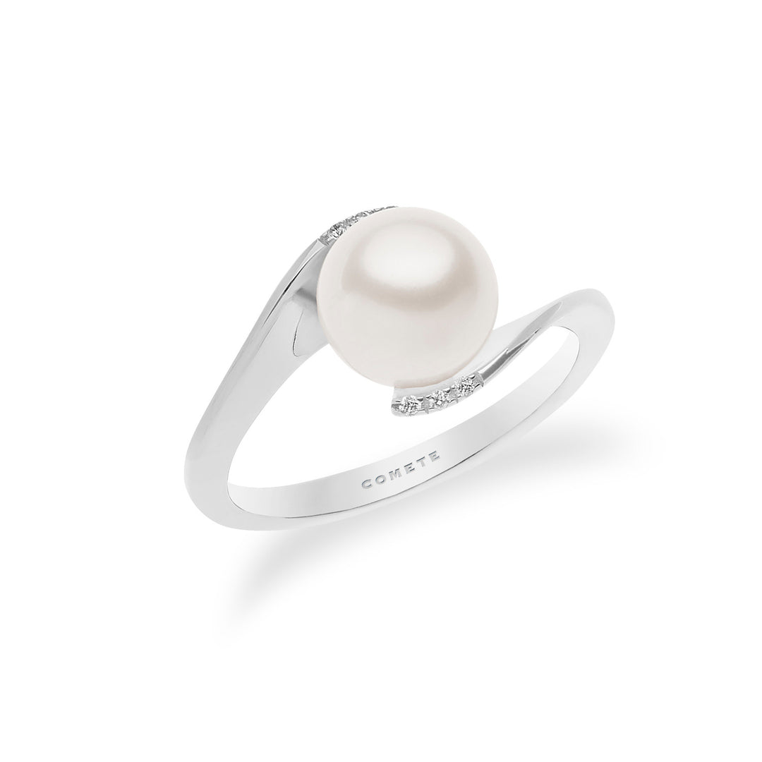 Comete Pearl Ring in Gold and Diamonds ANP380