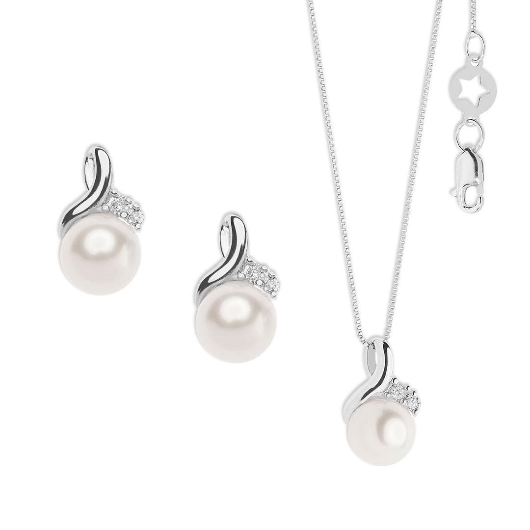 Comete Collana e Orecchini in Oro con Perle e Diamanti KIT610742