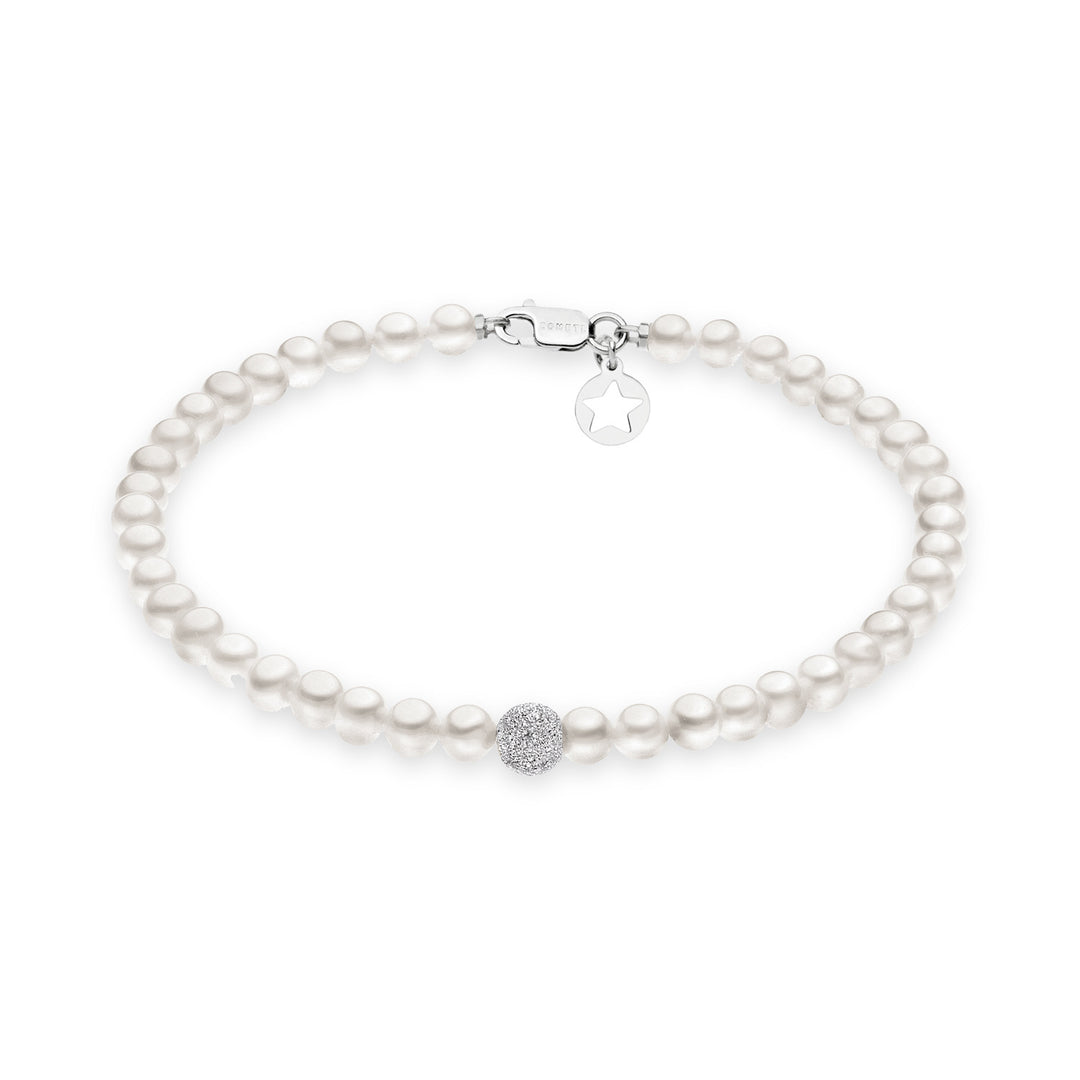 Comete Bracelet with Freshwater Pearls in Gold and Diamond Sphere BRQ196B