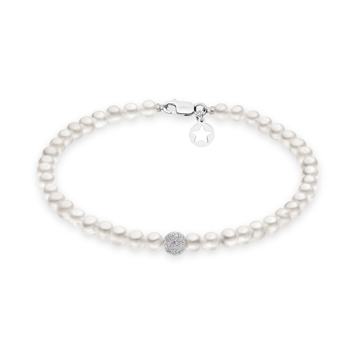 Comete Bracelet with Freshwater Pearls in Gold and Diamond Sphere BRQ196B