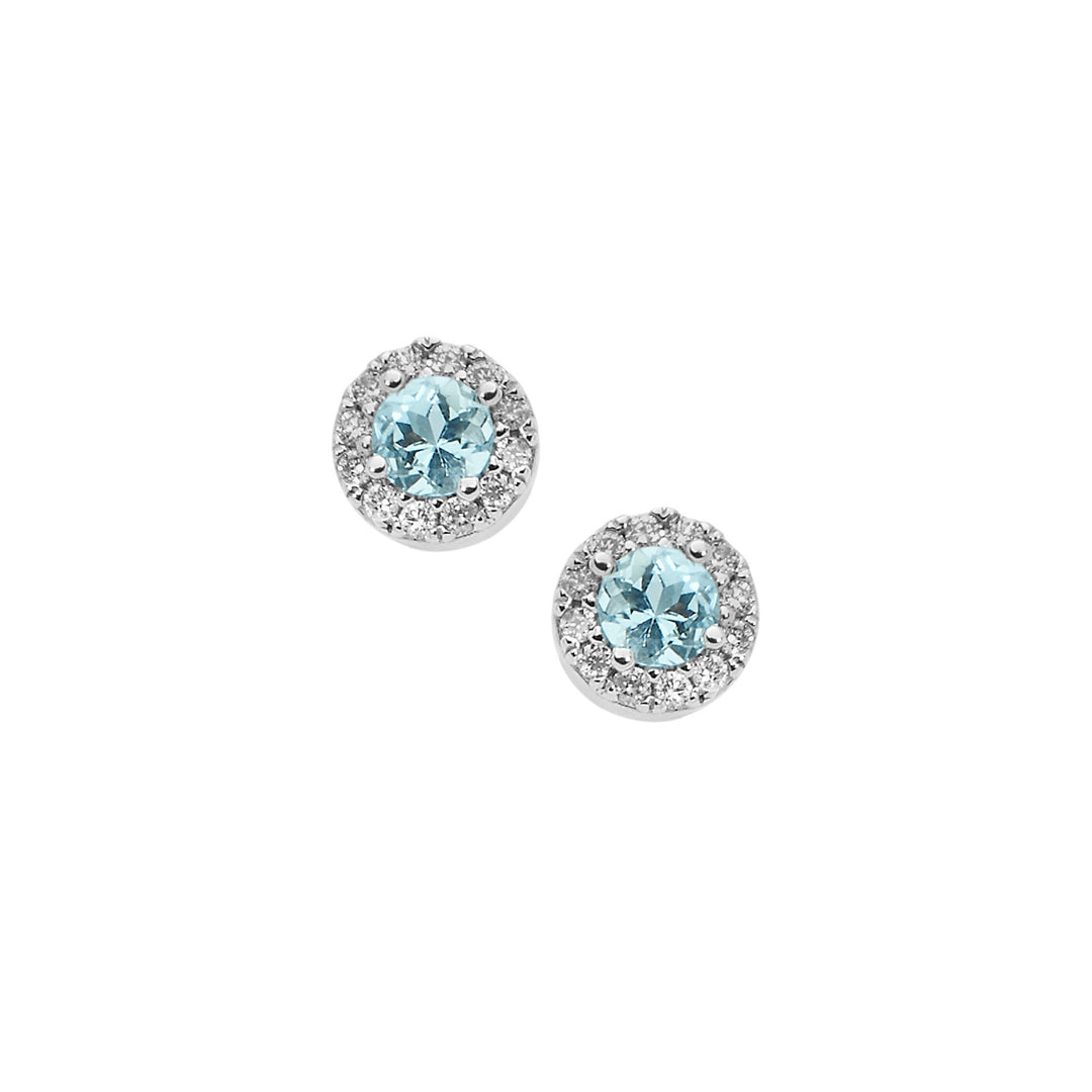 Comete Earrings in Gold, Diamonds and Round Aquamarine ORQ226