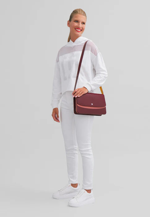 DUDU Bolso de Mujer en Piel Made in Italy Grande Elegante Diseño Rígido con Solapa, 3 Compartimentos