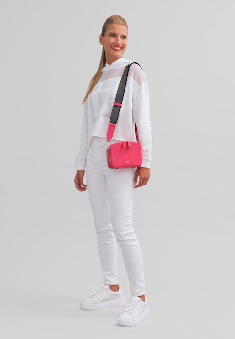 DUDU Petit sac à bandoulière en cuir pour femme, sac pour appareil photo avec double bandoulière, fermeture éclair, sac au design compact et élégant