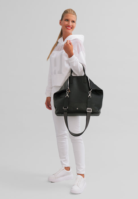 DUDU Grand Sac Femme en Cuir Souple, Grand Sac à Bandoulière avec Bandoulière Amovible, Sac à Main avec Deux Poignées et Fermeture Éclair