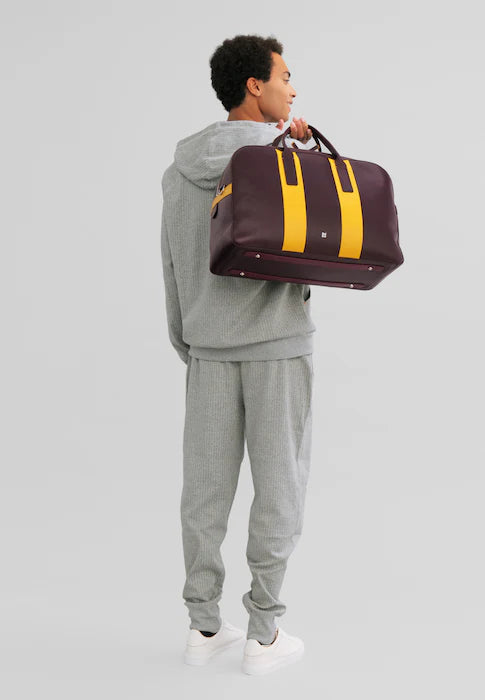 DUDU Sac à bandoulière de voyage en cuir, sac de sport de week-end pour hommes et femmes, grand 32 L, sac de voyage de week-end 49 cm