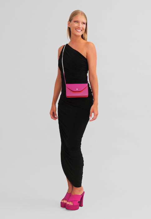 DUDU Petit sac à bandoulière en chaîne pour femme fabriqué en Italie en cuir véritable, convertible en pochette, mini sac enveloppe