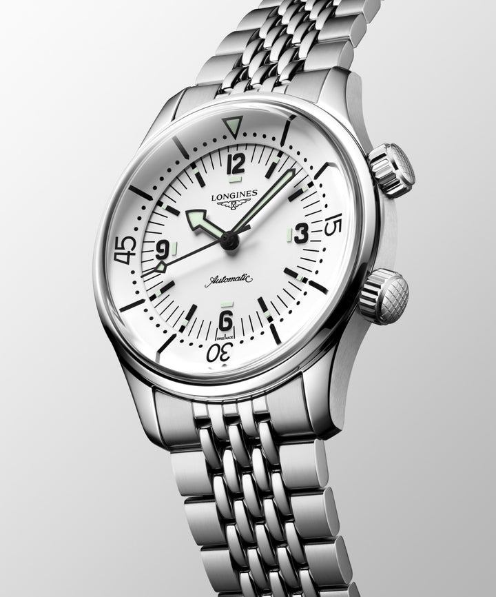 Longines orologio Legend Diver 38mm bianco automatico acciaio L3.764.4.16.6