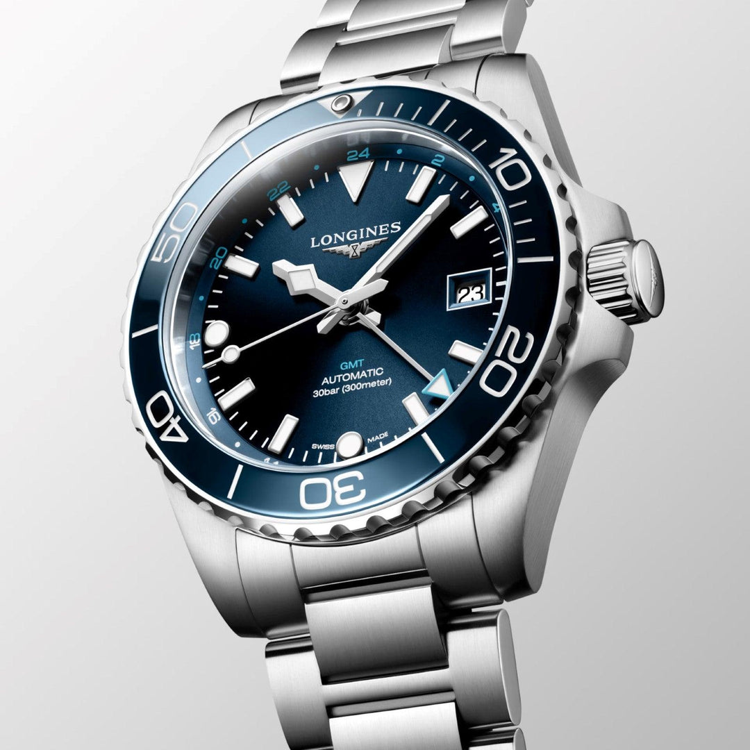 Longines orologio Hydroconquest GMT 41mm blu automatico acciaio L3.790.4.96.6 - Capodagli 1937