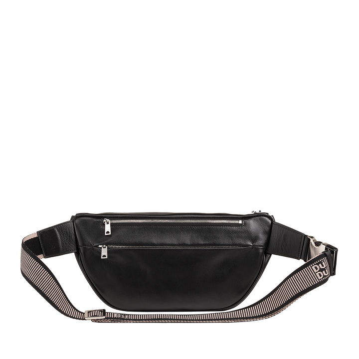 DUDU Riñonera de piel auténtica para hombre y mujer con correa ajustable, diseño espacioso, elegante y limpio, riñonera con 3 cremalleras