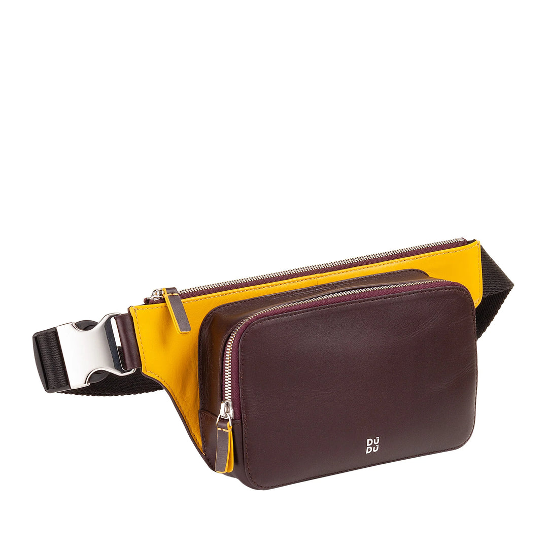 DUDU Marsupio Uomo in Pelle Colorato, Marsupio Elegante Capiente per Viaggio con Tasca Porta Cellulare Smartphone