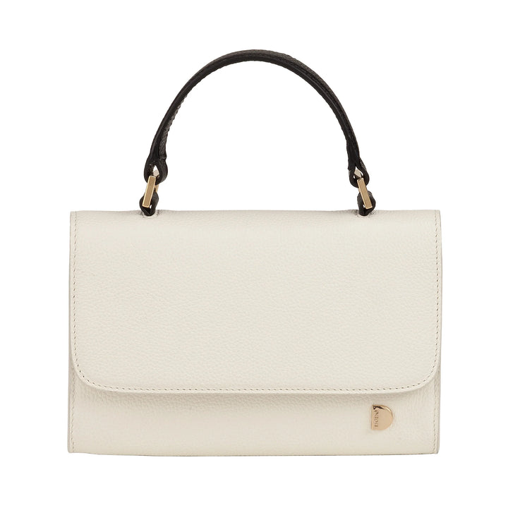 DUDU Bolso Pequeño de Mujer en Piel Auténtica Made in Italy, Bolso de Mano y Bandolera, Piel Flor o Ante - Mini Bolso con Bandolera Ajustable y Extraíble, Solapa con Cierre Magnético