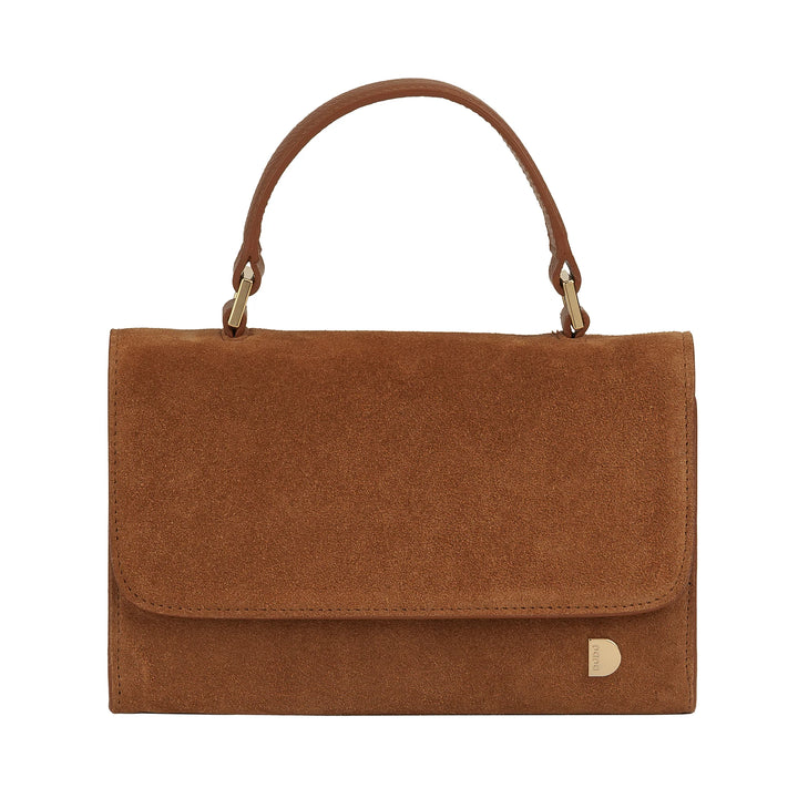 DUDU Bolso Pequeño de Mujer en Piel Auténtica Made in Italy, Bolso de Mano y Bandolera, Piel Flor o Ante - Mini Bolso con Bandolera Ajustable y Extraíble, Solapa con Cierre Magnético
