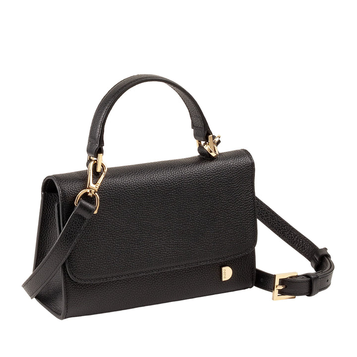 DUDU Bolso Pequeño de Mujer en Piel Auténtica Made in Italy, Bolso de Mano y Bandolera, Piel Flor o Ante - Mini Bolso con Bandolera Ajustable y Extraíble, Solapa con Cierre Magnético