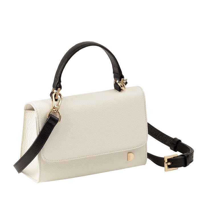 DUDU Bolso Pequeño de Mujer en Piel Auténtica Made in Italy, Bolso de Mano y Bandolera, Piel Flor o Ante - Mini Bolso con Bandolera Ajustable y Extraíble, Solapa con Cierre Magnético