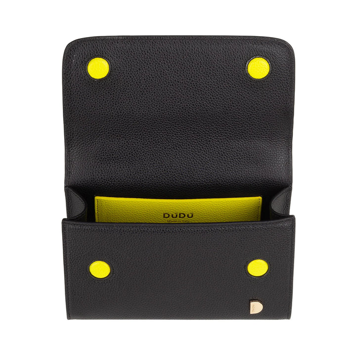 DUDU Bolso Pequeño de Mujer en Piel Auténtica Made in Italy, Bolso de Mano y Bandolera, Piel Flor o Ante - Mini Bolso con Bandolera Ajustable y Extraíble, Solapa con Cierre Magnético
