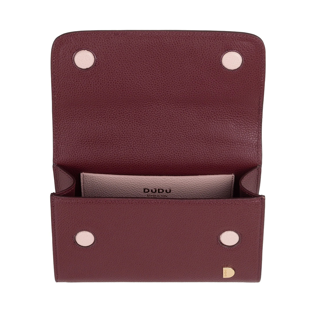DUDU Bolso Pequeño de Mujer en Piel Auténtica Made in Italy, Bolso de Mano y Bandolera, Piel Flor o Ante - Mini Bolso con Bandolera Ajustable y Extraíble, Solapa con Cierre Magnético