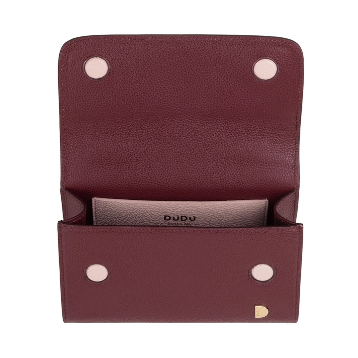 DUDU Bolso Pequeño de Mujer en Piel Auténtica Made in Italy, Bolso de Mano y Bandolera, Piel Flor o Ante - Mini Bolso con Bandolera Ajustable y Extraíble, Solapa con Cierre Magnético