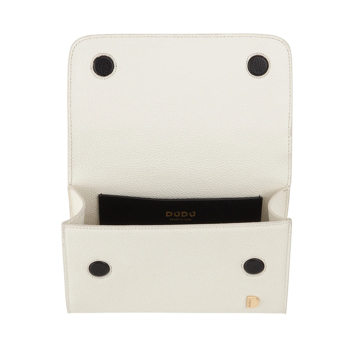 DUDU Bolso Pequeño de Mujer en Piel Auténtica Made in Italy, Bolso de Mano y Bandolera, Piel Flor o Ante - Mini Bolso con Bandolera Ajustable y Extraíble, Solapa con Cierre Magnético