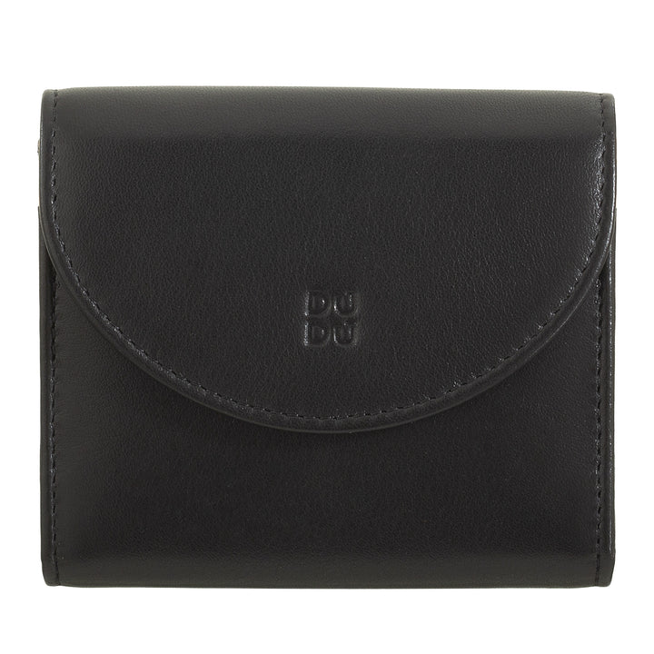 DUDU Cartera Mini Slim para Mujer de Piel Auténtica con Monedero con Cremallera, Cierre de Botón, Cartera Compacta de Color