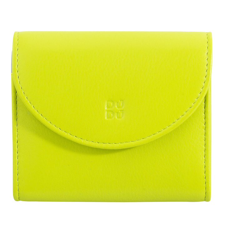 DUDU Cartera Mini Slim para Mujer de Piel Auténtica con Monedero con Cremallera, Cierre de Botón, Cartera Compacta de Color