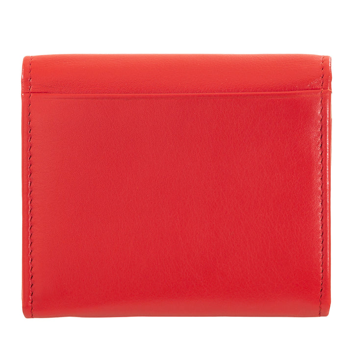 DUDU Cartera Mini Slim para Mujer de Piel Auténtica con Monedero con Cremallera, Cierre de Botón, Cartera Compacta de Color