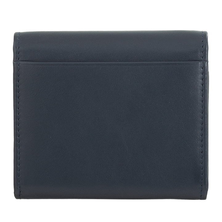 DUDU Cartera Mini Slim para Mujer de Piel Auténtica con Monedero con Cremallera, Cierre de Botón, Cartera Compacta de Color