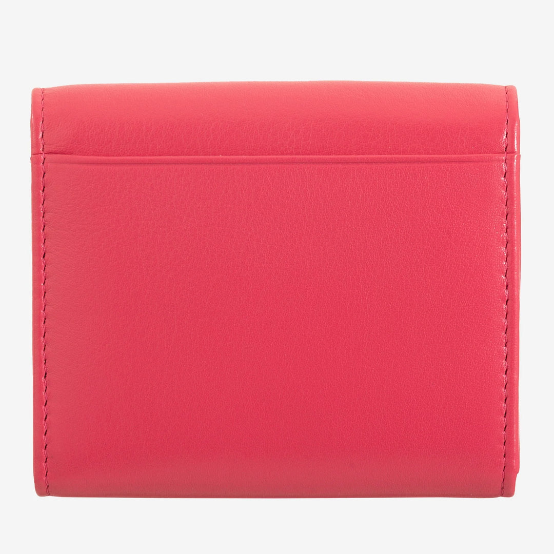 DUDU Cartera Mini Slim para Mujer de Piel Auténtica con Monedero con Cremallera, Cierre de Botón, Cartera Compacta de Color