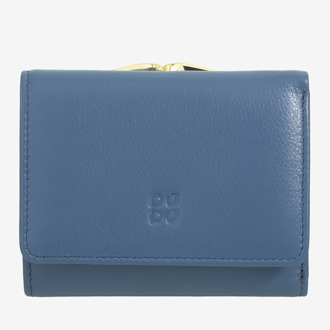 DUDU Portafoglio Donna Piccolo in Pelle RFID con Portamonete a Clic Clac Compatto 6 Porta Carte Tessere