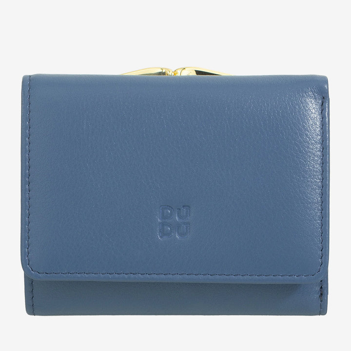 DUDU Portafoglio Donna Piccolo in Pelle RFID con Portamonete a Clic Clac Compatto 6 Porta Carte Tessere