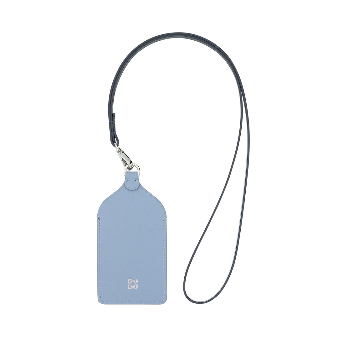 DUDU Leather Neck Badge Holder, with Detachable Cord, Credit Card Size Pass Holder, Badge Holder for Exhibitions Office