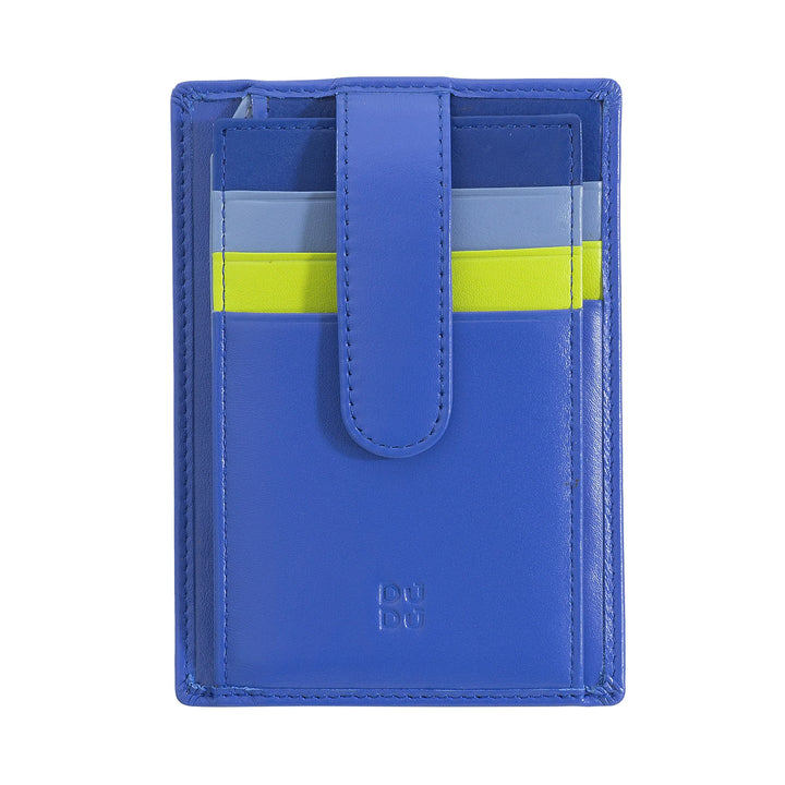 DUDU Tarjetero Slim de Piel Multicolor para Hombre y Mujer con 9 Ranuras y Cierre de Seguridad