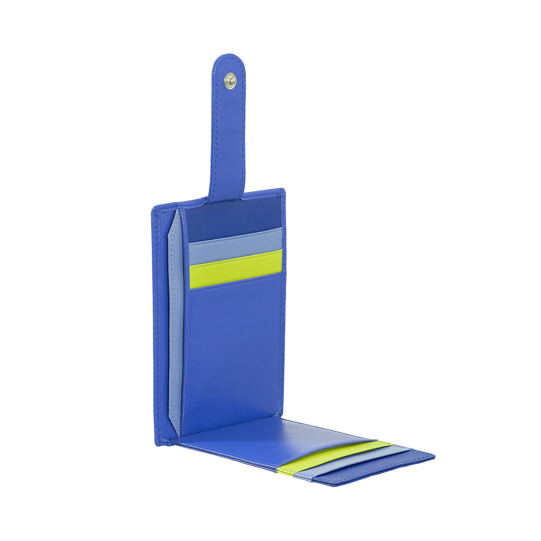 DUDU Tarjetero Slim de Piel Multicolor para Hombre y Mujer con 9 Ranuras y Cierre de Seguridad