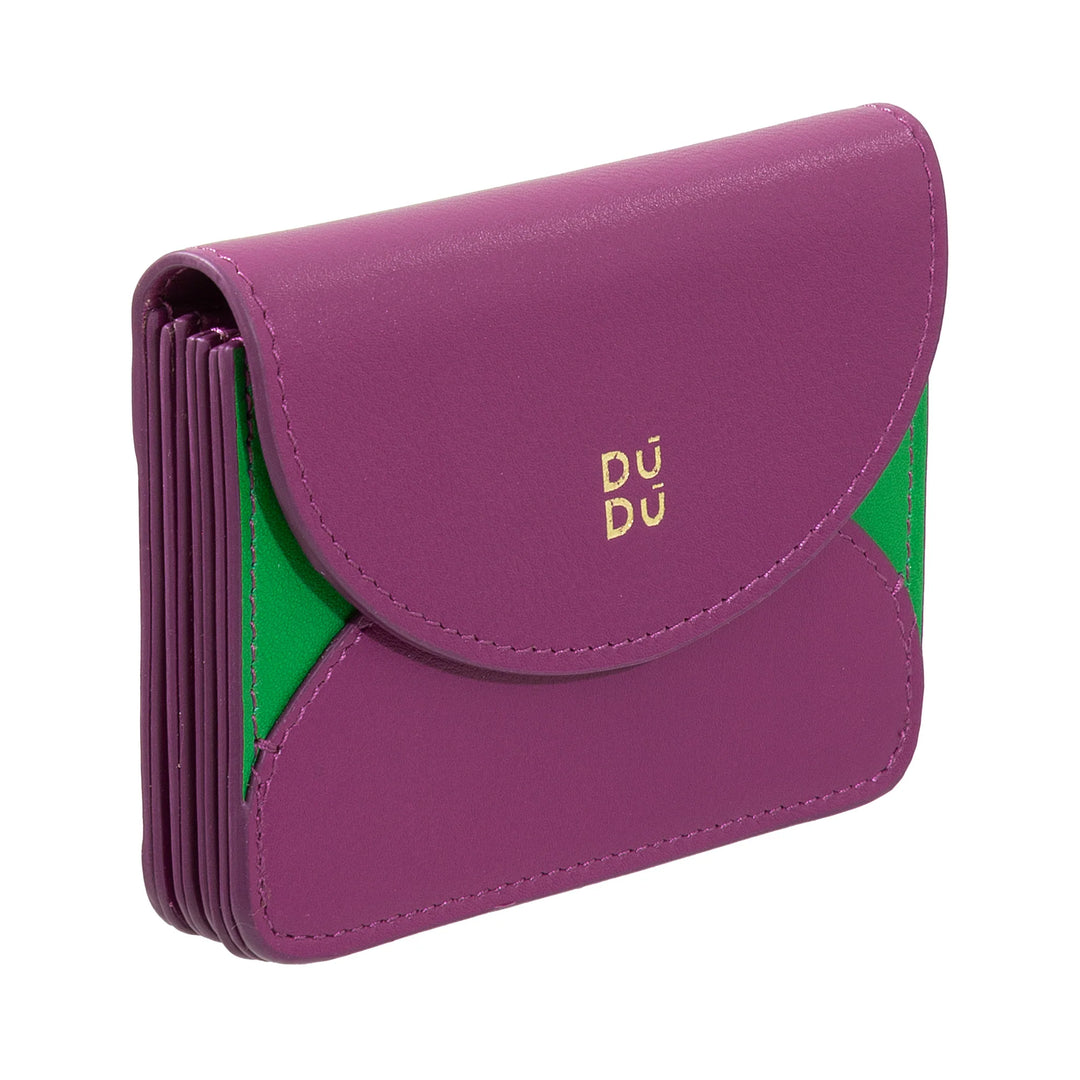 DUDU Compact Leather Accordion Credit Card Holder - Men&