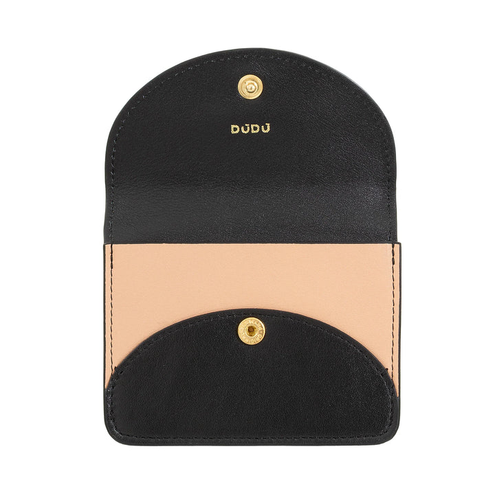 DUDU Tarjetero Compacto de Piel en Forma de Acordeón - Tarjetero para Hombre y Mujer con Múltiples Compartimentos, Cierre con Botones, Práctico para Tarjetas y Documentos