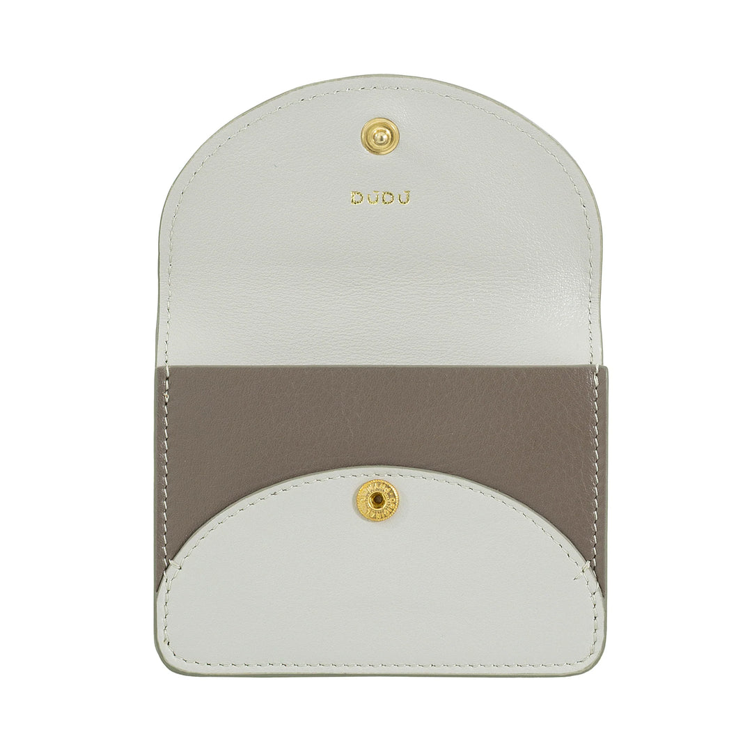 DUDU Tarjetero Compacto de Piel en Forma de Acordeón - Tarjetero para Hombre y Mujer con Múltiples Compartimentos, Cierre con Botones, Práctico para Tarjetas y Documentos