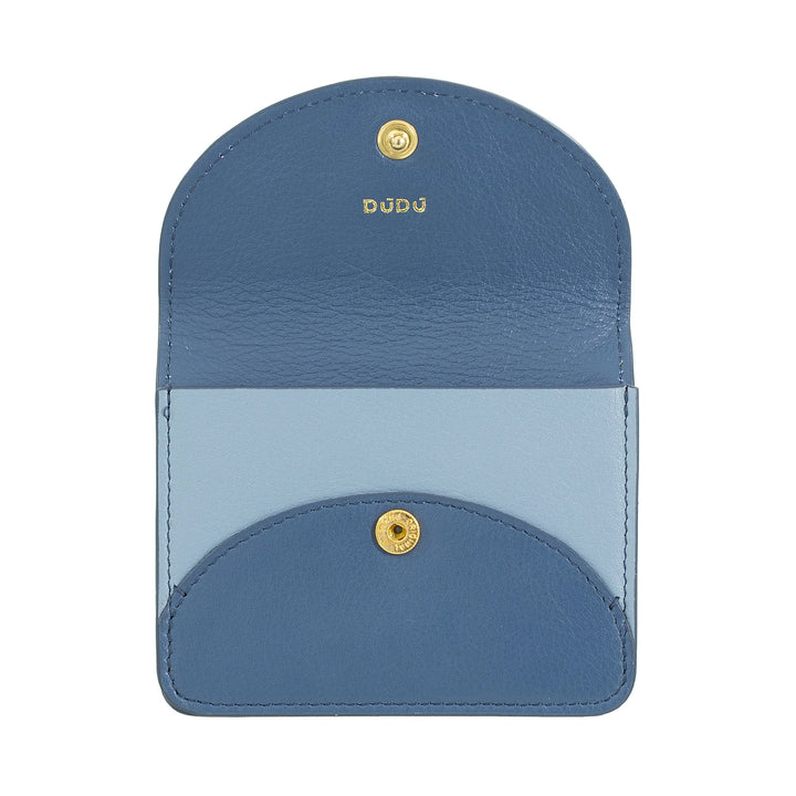 DUDU Tarjetero Compacto de Piel en Forma de Acordeón - Tarjetero para Hombre y Mujer con Múltiples Compartimentos, Cierre con Botones, Práctico para Tarjetas y Documentos