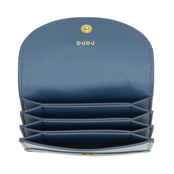 DUDU Tarjetero Compacto de Piel en Forma de Acordeón - Tarjetero para Hombre y Mujer con Múltiples Compartimentos, Cierre con Botones, Práctico para Tarjetas y Documentos