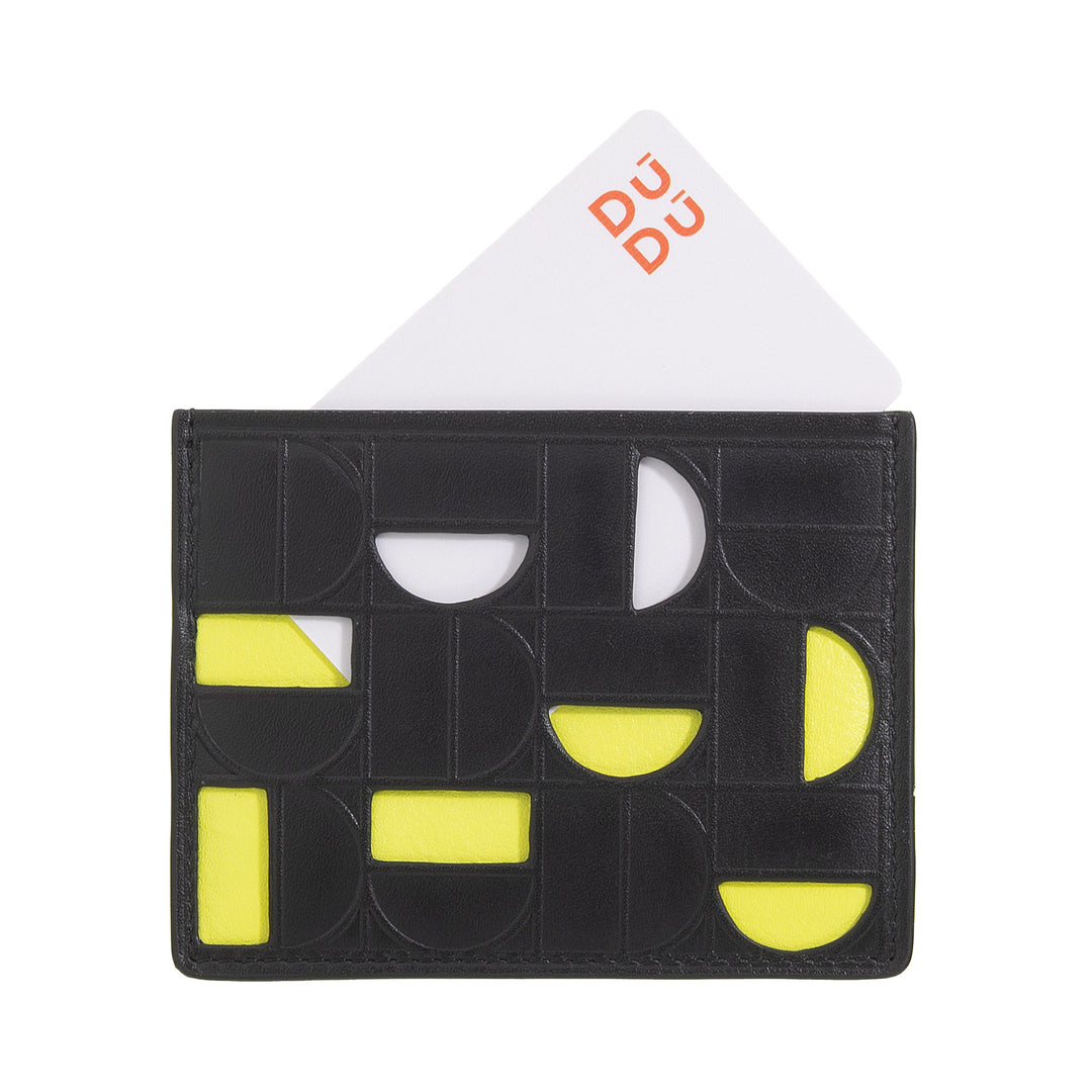 Porte-cartes de crédit DUDU pour hommes et femmes en cuir - Porte-cartes fin et fin au design moderne et géométrique, compact et élégant