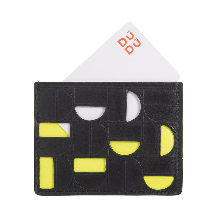 Porte-cartes de crédit DUDU pour hommes et femmes en cuir - Porte-cartes fin et fin au design moderne et géométrique, compact et élégant