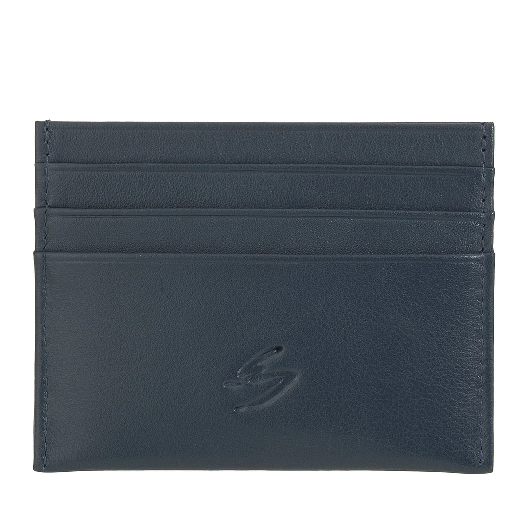 Nuvola Pelle Porta Carte di Credito Uomo Donna Slim - Portafoglio Sottile Tascabile in Morbida Pelle Nappa con 6 Slot Porta Tessere